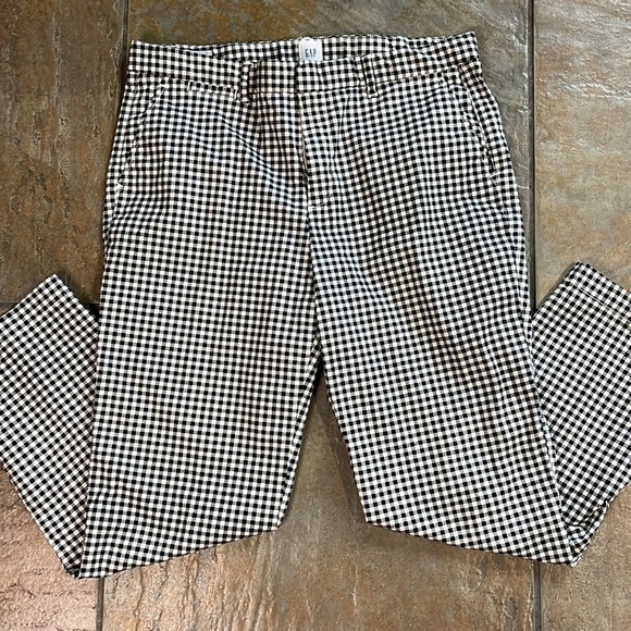 GAP Pants - GAP Slim City Black & White Check/Gigham Print Crop Pant